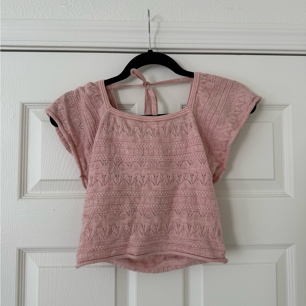 Pink Floral Crochet Top